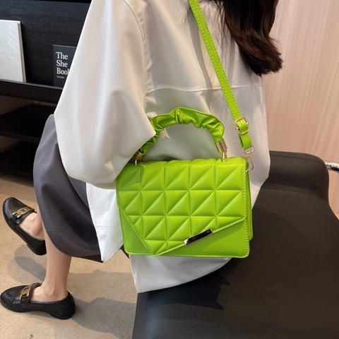 Borsa Quadrata Piccola Trapuntata da Donna Borsa a Spalla Moda con Motivo a Diamante e Manico Arricciato Chiusura Magnetica