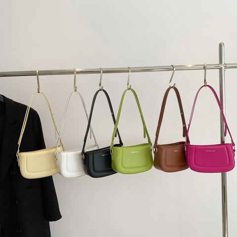 Sac Sous le Bras en Cuir PU Minimaliste Pour Femmes Sac à Épaule Couleur Unie Avec Bandoulière Réglable Sac Décontracté Pour le Quotidien