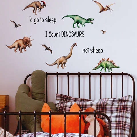 Cartoon Dinosaur Wall Stickers PVC Removable Animal Decals For Kids Room Nursery Wall Decor Hand-Drawn Home Decoration