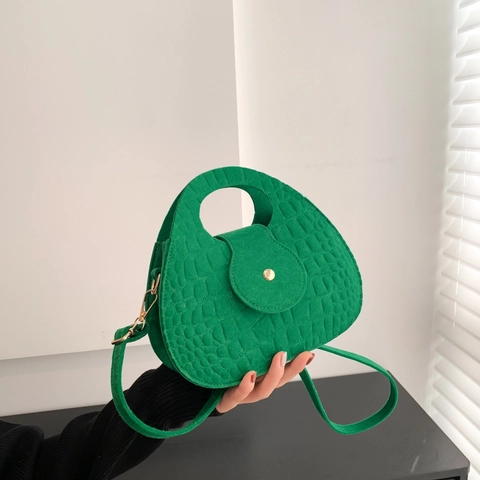 Sac Selle En Feutre À Motif Crocodile Pour Femme Sac À Main Rétro Avec Poignée Supérieure Et Bandoulière Réglable