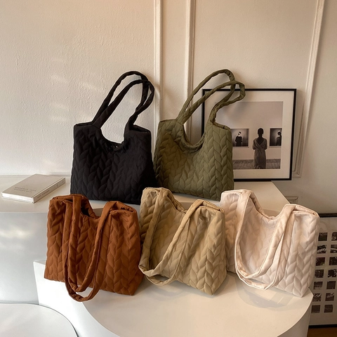 Borsa Tote da Donna Casual Trapuntata Grande Capacità Leggera in Tessuto Oxford Borsa a Tracolla per Viaggi Quotidiani Ufficio
