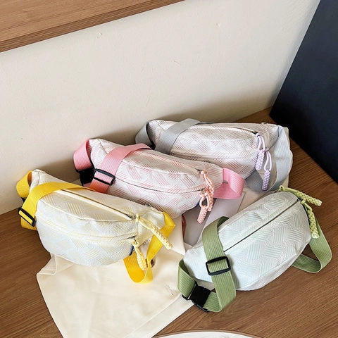 Marsupio Intrecciato da Donna in Tessuto con Trama Geometrica Borsa da Petto Leggera Casual Tracolla per Sport all'Aperto Streetwear