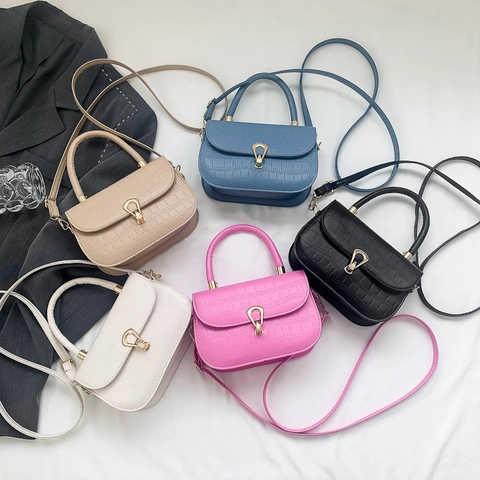 Borsa A Mano Da Donna Motivo Coccodrillo Pelle PU Fibbia Metallo Dorato Borsa A Tracolla Tracolla Regolabile Versatile Elegante