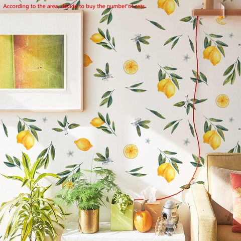Watercolor Lemon Fruit Wall Stickers Removable PVC Decals For Kitchen Bedroom Living Room Home Decor Fresh Style