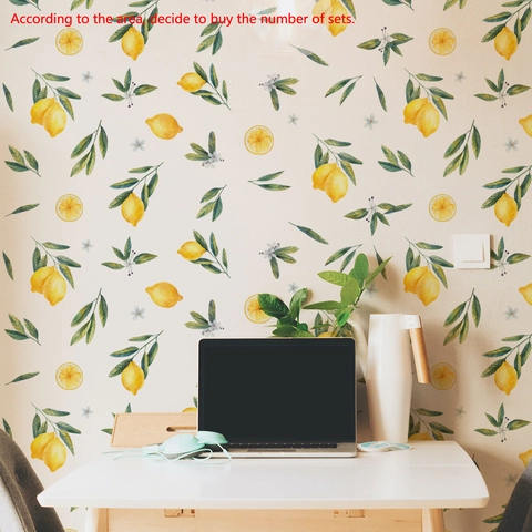 Watercolor Lemon Fruit Wall Stickers Removable PVC Decals For Kitchen Bedroom Living Room Home Decor Fresh Style