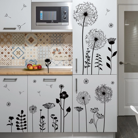 Adesivi Murali Soffione Nero Rimovibili PVC DIY Per Soggiorno Camera Da Letto Scale Decorazione Casa Moderna Arte
