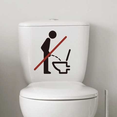 Creativo Adesivo per Gabinetto in PVC Removibile Divertente Decalcomania di Avvertimento Non Pipì in Piedi per Bagno Casa Arredamento