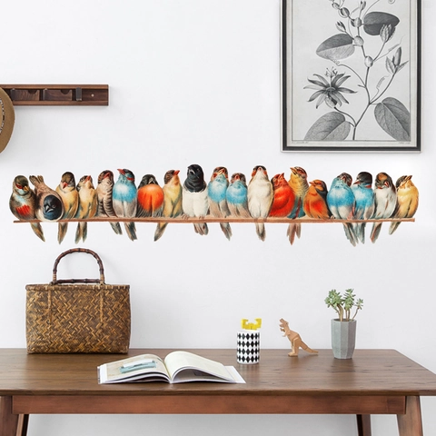 Creative Colorful Birds On Branch Wall Stickers Removable PVC Wall Decals For Living Room Bedroom Kids Room Home Decor