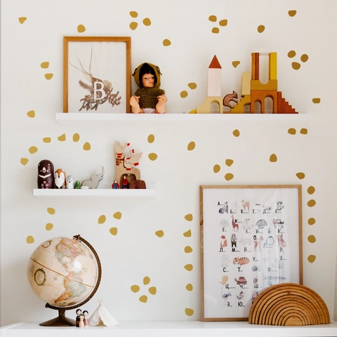 Irregular Polka Dot Wall Stickers Gold Yellow Vinyl Removable Decals For Kids Room Bedroom DIY Modern Home Decor