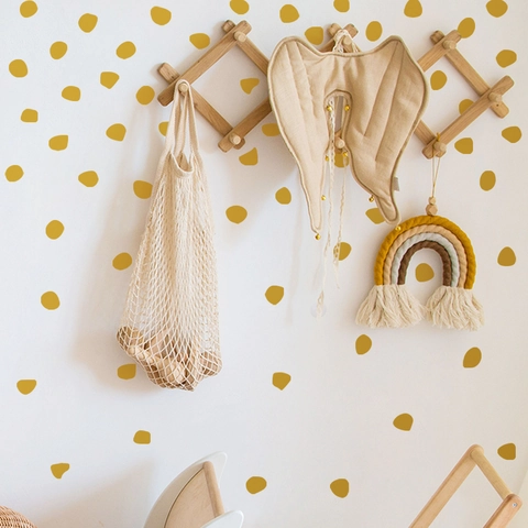 Irregular Polka Dot Wall Stickers Gold Yellow Vinyl Removable Decals For Kids Room Bedroom DIY Modern Home Decor