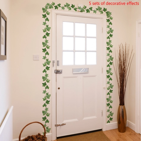 Artificial Green Ivy Vine Wall Stickers Waterproof PVC Removable Plant Leaf Decals For Baseboard Home Decor