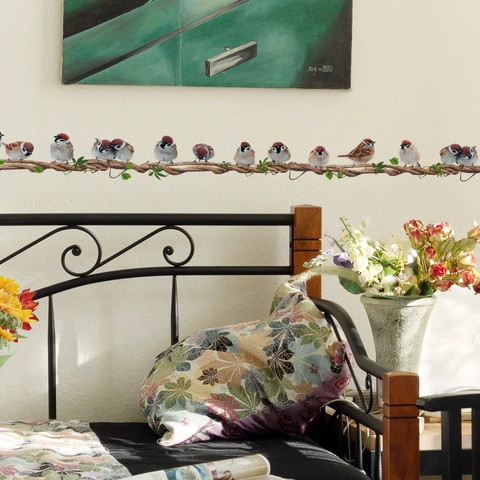 Realistische Sperlingsvögel An Rankenzweig Wandaufkleber Abnehmbare PVC Dekore Für Wohnzimmer Schlafzimmer Home Decoration