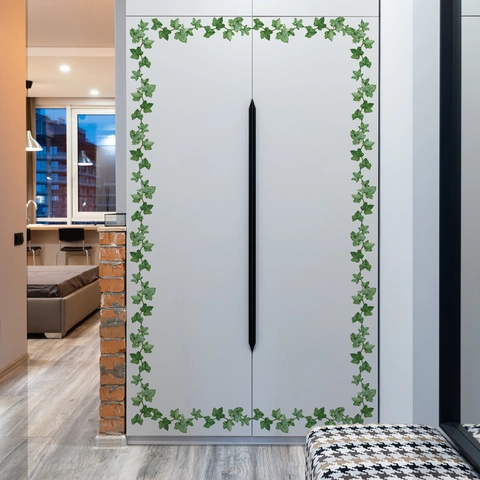 Artificial Green Ivy Vine Wall Stickers Waterproof PVC Removable Plant Leaf Decals For Baseboard Home Decor