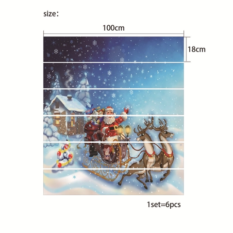 Autocollants d'Escalier de Noël en PVC Imperméables Auto-adhésifs Père Noël Bonhomme de Neige Décoration Festive