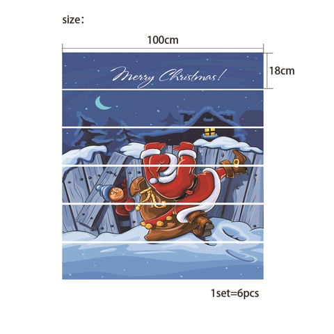 Autocollants d'Escalier de Noël en PVC Imperméables Auto-adhésifs Père Noël Bonhomme de Neige Décoration Festive