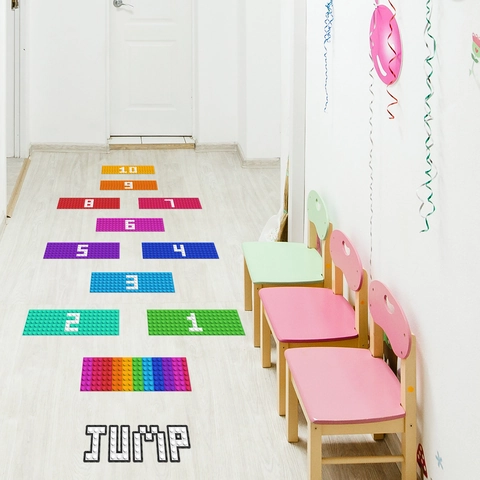 Adesivi Da Pavimento Campana Stile Mattoncini Per Cameretta Bambini PVC Gioco Numeri Educativo Decalcomanie Rimovibili