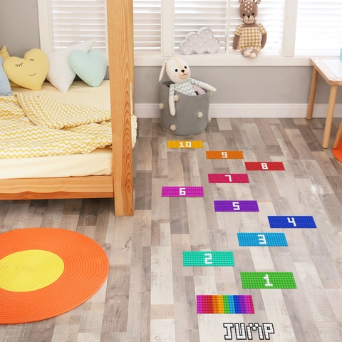 Adesivi Da Pavimento Campana Stile Mattoncini Per Cameretta Bambini PVC Gioco Numeri Educativo Decalcomanie Rimovibili