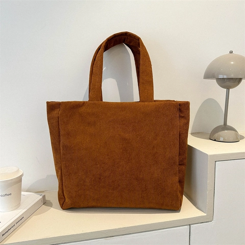 Bolso Tote De Pana Para Mujer Gran Capacidad Streetwear Retro Vintage Bolso De Hombro Con Forro Y Cierre De Cremallera
