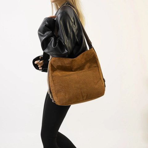 Borsa a Spalla in Velluto a Coste Vintage Borsa Tote Grande Capacità Tinta Unita Casual Shopping Donna Scuola Viaggio Ufficio