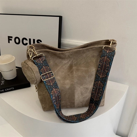 Vintage Böhmische Hobo Tasche Mit Geometrischem Webgurt PU Leder Große Kapazität Schulter Crossbody Tasche Rundes Etui