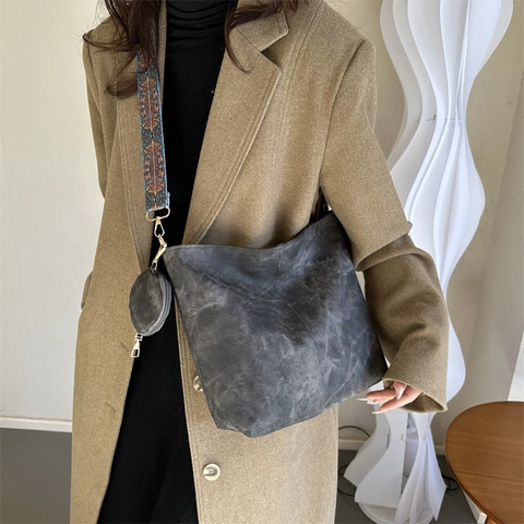 Vintage Böhmische Hobo Tasche Mit Geometrischem Webgurt PU Leder Große Kapazität Schulter Crossbody Tasche Rundes Etui