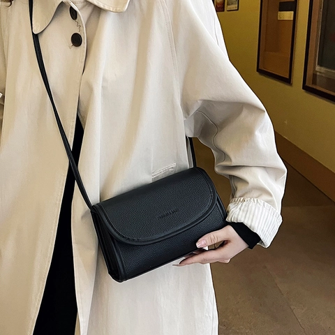 Borsa Tracolla Donna Pelle PU Texture Litchi Tracolla Intrecciata Minimalista Bordo A Contrasto Moda Invernale Elegante