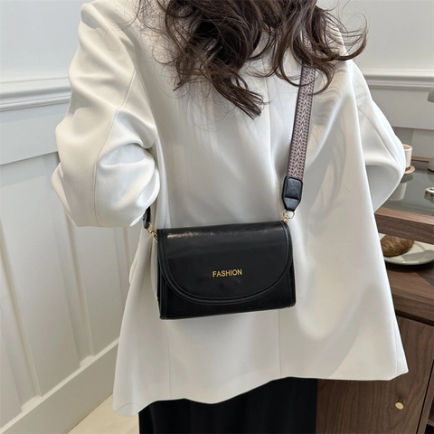 Borsa a Tracolla da Donna Retro in Pelle Sintetica Piccola Quadrata Moda Stampa Lettere Tracolla Larga Fantasia Borsa a Spalla