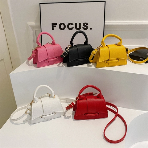 Women Mini Lychee Texture PU Leather Shoulder Bag Trendy Small Square Handbag With Removable Strap Daily Crossbody Bag