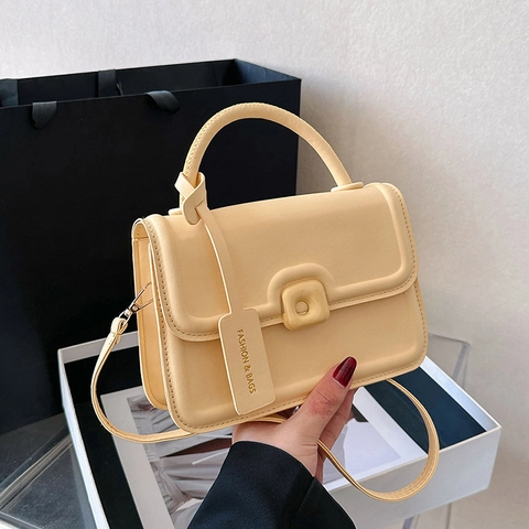 Borsa A Tracolla Da Donna In Pelle PU Piccola Borsa A Mano Quadrata Con Fibbia Magnetica Tracolla Regolabile Stile Chic