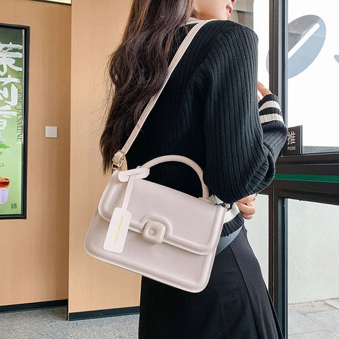 Borsa A Tracolla Da Donna In Pelle PU Piccola Borsa A Mano Quadrata Con Fibbia Magnetica Tracolla Regolabile Stile Chic