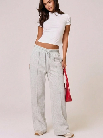 Pantalones Casuales de Pierna Ancha para Mujer Cintura Alta Cordón Pantalón de Poliéster Elastano Transpirable para Uso Diario
