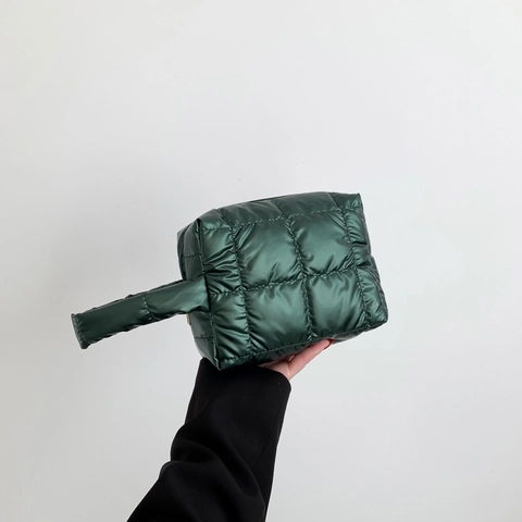 Women Quilted Puffer Bag Puffy Cotton Square Grid Handbag Chic Urban Simple Style Daily Commute Single Shoulder Bag Zipper Closure