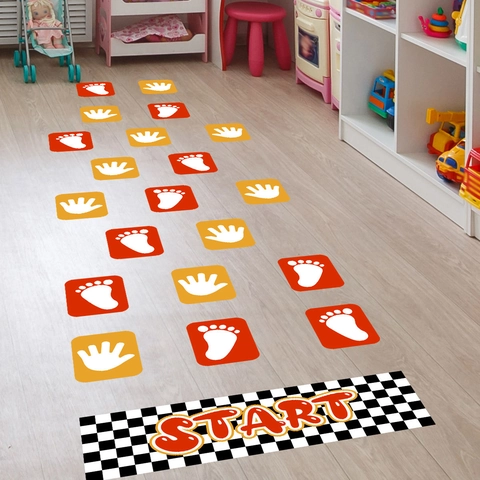 Wasserdichte PVC Cartoon Kinder Sensorik Training Bodenaufkleber Hand Fußabdruck Spiel Aufkleber Für Kindergarten Deko