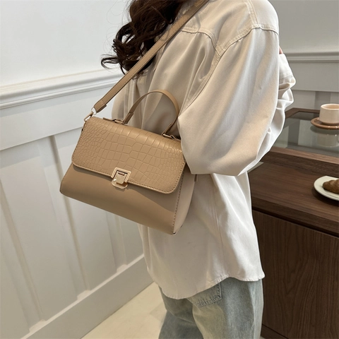Bolso de Mano Elegante para Mujer de Piel Sintética con Patrón de Cocodrilo Bolso de Hombro Cuadrado Correa Ajustable