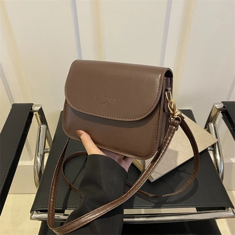 Borsa a Spalla Donna in Pelle PU Moda Borsa a Tracolla Quadrata Minimalista Borsa a Sella Con Patta Fibbia Magnetica Borsa Viaggio