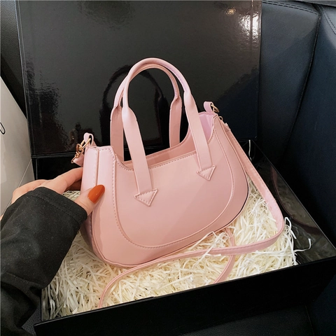 Damen Modern Minimalistisch Kunstleder Halbmond Schultertasche Vielseitige Umhängetasche Mit Verstellbarem Riemen Und Tragegriff
