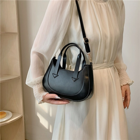 Damen Modern Minimalistisch Kunstleder Halbmond Schultertasche Vielseitige Umhängetasche Mit Verstellbarem Riemen Und Tragegriff