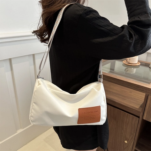 Dames Nylon Schoudertas Grote Capaciteit Crossbodytas Geometrisch Patroon Riem Casual Dagelijks Sling Tas