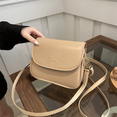 Women Vintage PU Leather Crossbody Bag Simple Solid Color Flap Shoulder Bag For Daily Use Small Square Purse