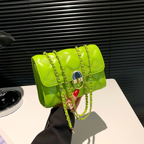 Damen Gesteppte Kette Umhängetasche PU Leder Elegante Crossbody Quadratische Geldbörse Mit Verstellbarem Goldball Für Tägliche Party