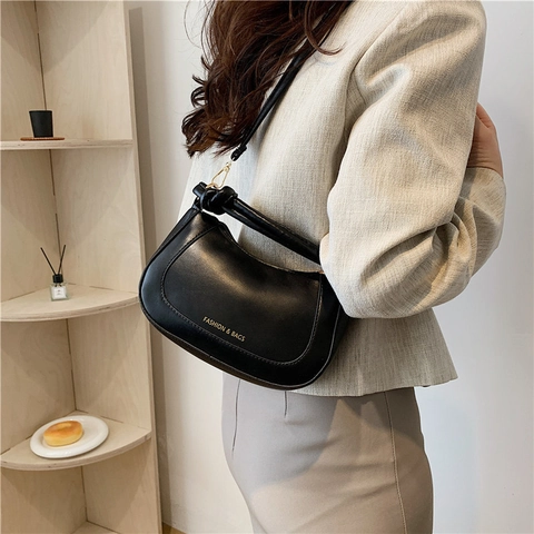 Borsa A Spalla Hobo In Pelle PU Da Donna Con Manico Annodato Elegante Borsa A Mano Mezzaluna Borsa A Tracolla Per Uso Quotidiano Street Style