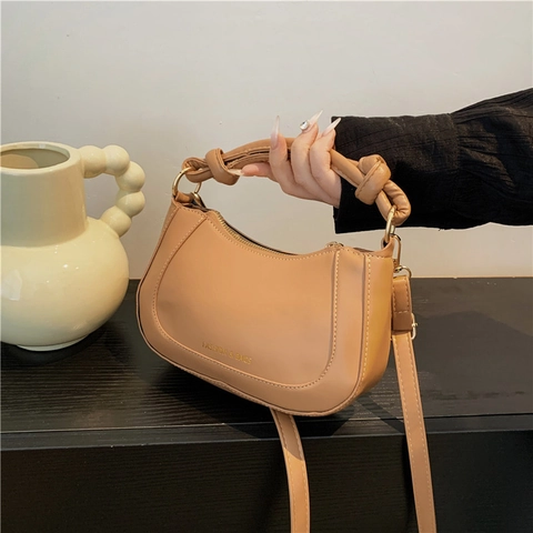 Borsa A Spalla Hobo In Pelle PU Da Donna Con Manico Annodato Elegante Borsa A Mano Mezzaluna Borsa A Tracolla Per Uso Quotidiano Street Style