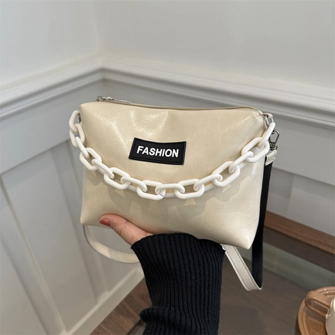 Borsa A Tracolla Da Donna In Pelle PU Decorazione Con Catena Grossa Piccola Squadrata Tracolla Borsa Casual