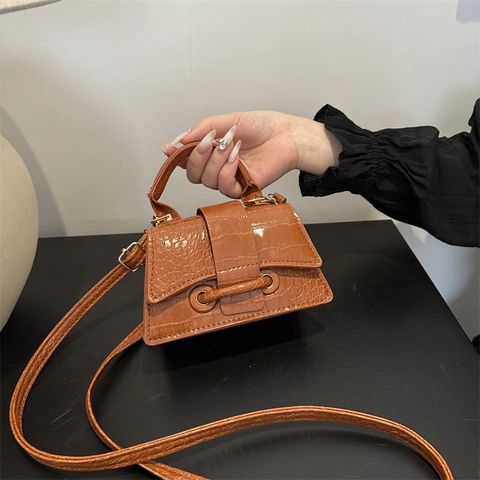 Mini Borsa A Mano In Pelle PU Motivo Coccodrillo Borsa A Tracolla Con Manico Moda Retro Per Donna