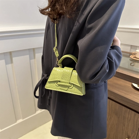 Mini Borsa A Mano In Pelle PU Motivo Coccodrillo Borsa A Tracolla Con Manico Moda Retro Per Donna
