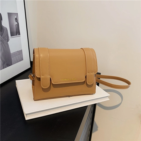 Borsa Quadrata Piccola da Donna in Pelle PU con Tracolla Regolabile Stampa Lettere Patta Borsa a Tracolla per il Quotidiano