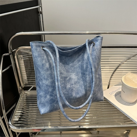Bolso Tote Minimalista de Cuero PU para Mujer de Gran Capacidad Bolso de Hombro Con Ojetes Metálicos Elegante Casual