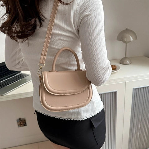 Bolso de Silla de Montar Retro de Cuero PU para Mujer Bolso Bandolera de Moda Bolso de Hombro Pequeño con Asa Bolso Diario