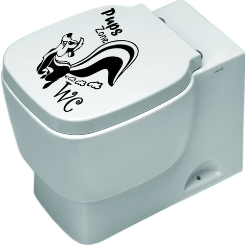 Creative Cartoon Skunk Toilet Sticker PVC Waterproof Pups Zone WC Bathroom Wall Decal Removable Decorative Black Vinyl