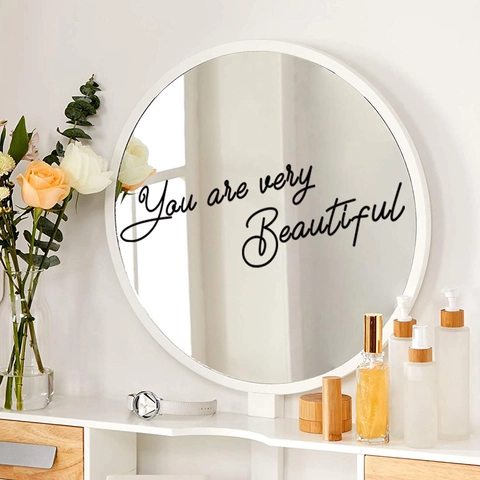 Decalcomanie Specchio Rimovibili In PVC Vinile Adesivi Murali Frasi Ispiratrici Per Bagno Soggiorno Decorazione Vetro